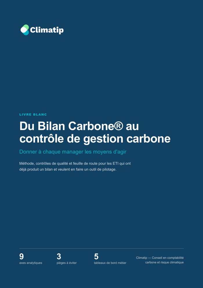 Couverture : Du Bilan Carbone au contrôle de gestion carbone, livre blanc Climatip